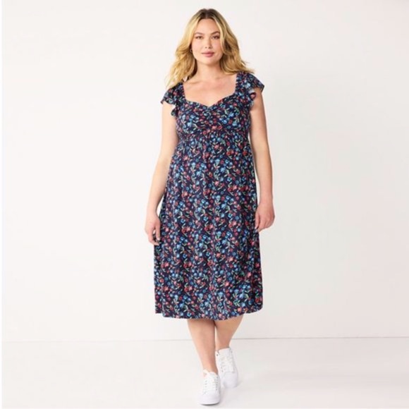 Draper James RSVP Flutter Babydoll Midi Dress - Picture 7 of 7